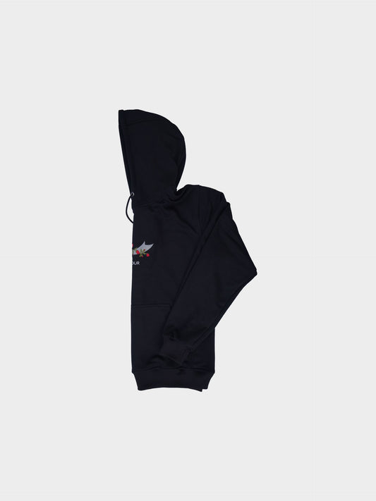 Signature Embroidery Zulfiqar Midweight Pullover Hoodie: Black