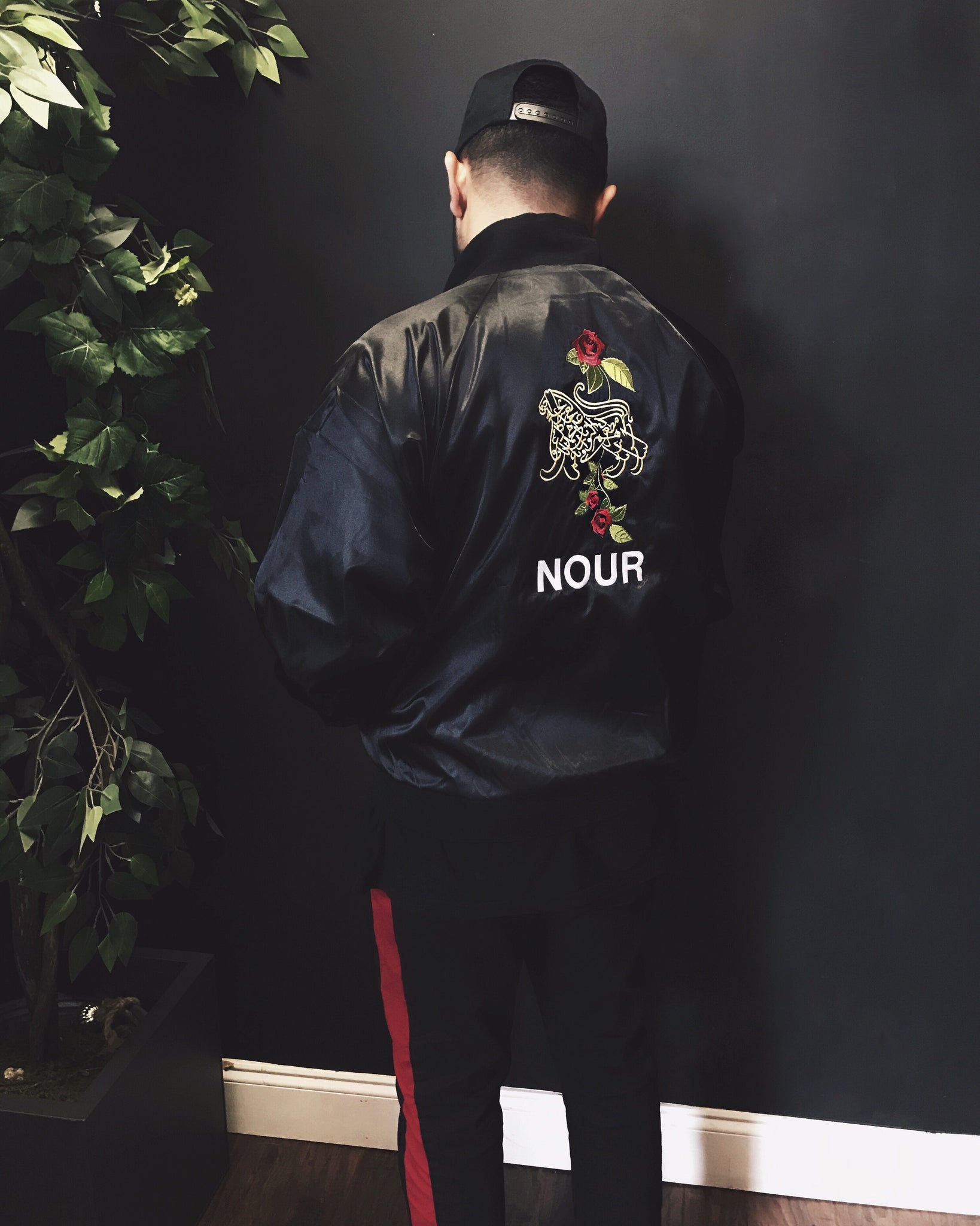 Lion Of Allah Embroidery Lightweight Satin Stadium Jacket