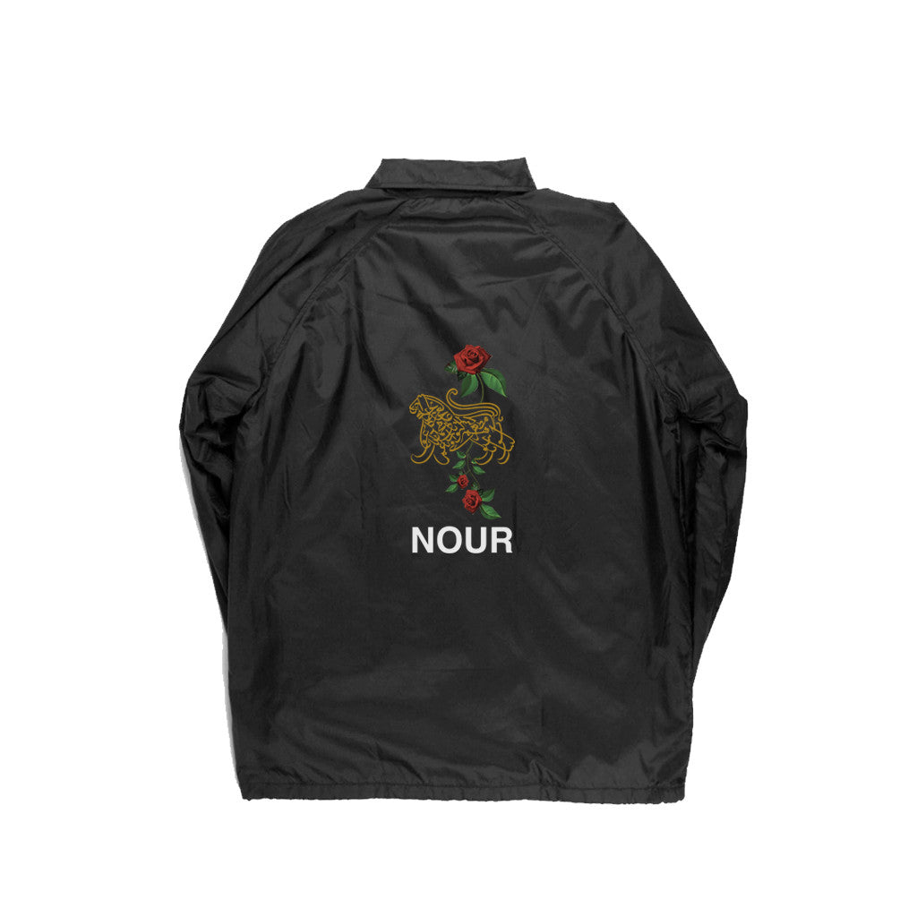 LION OF ALLAH EMBROIDERY COACH JACKET IN BLACK