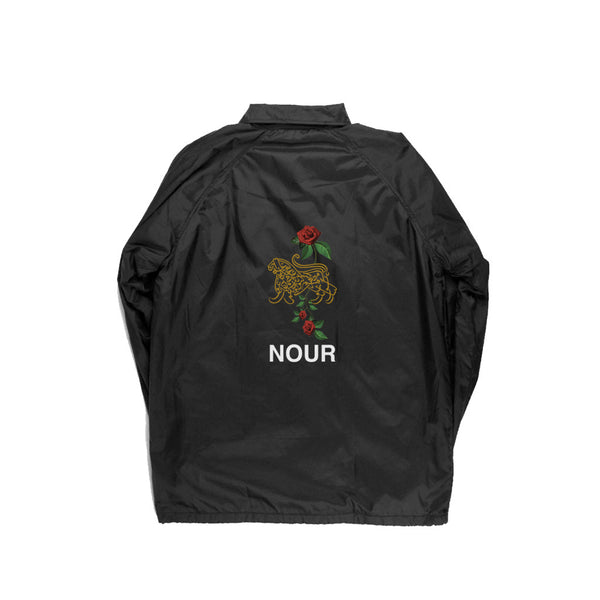 LION OF ALLAH EMBROIDERY COACH JACKET IN BLACK