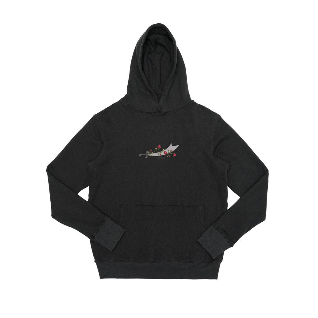 Signature Embroidery Ya Hussain French-Terry Lightweight Pullover Hoodie: Black